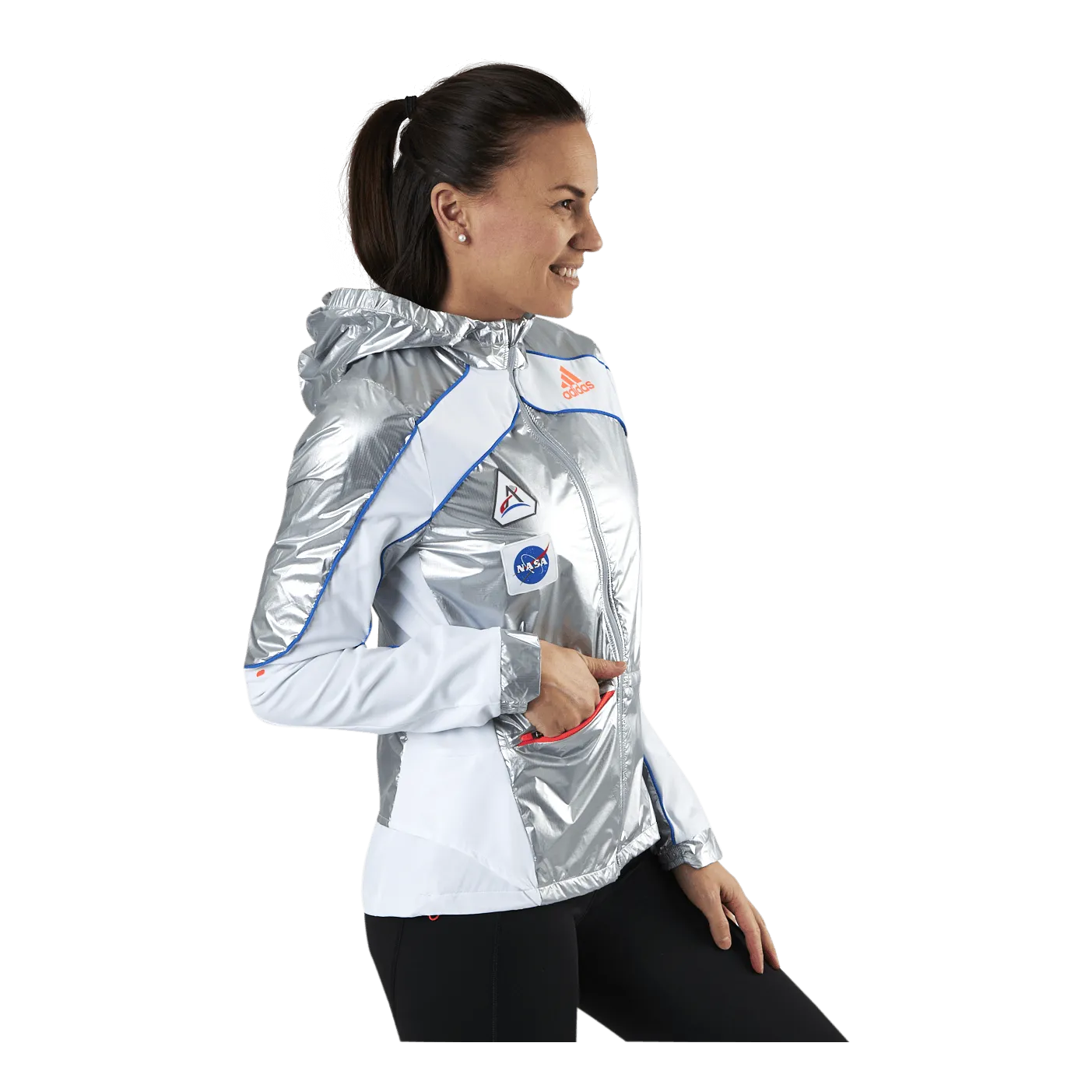 Adidas Marathon Space Race Jacket Women Matte Silver / White