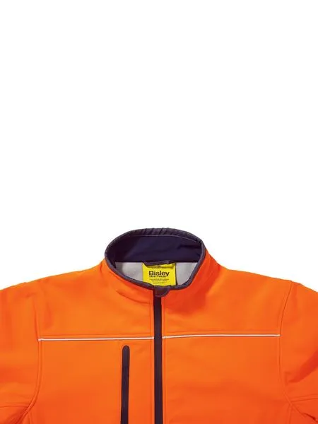 Bisley Soft Shell Jacket with 3M Reflective Tape - Orange/Navy (BJ6059T)