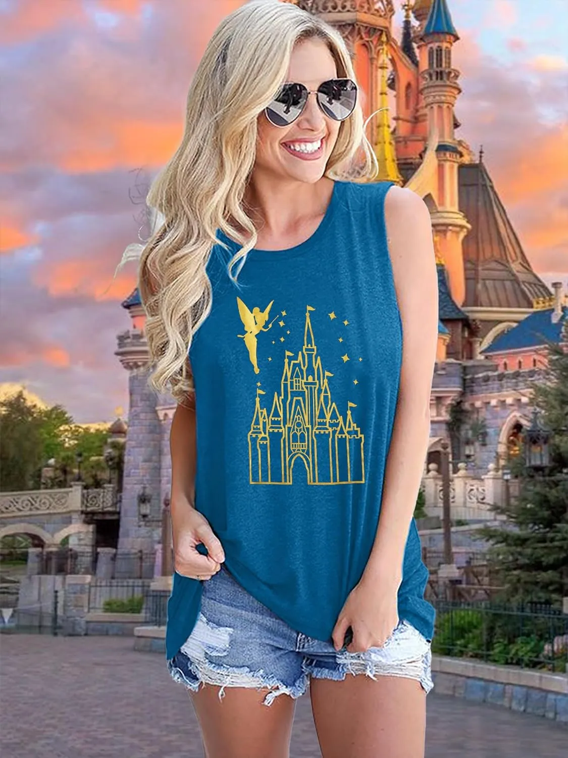 Magical Tank Tops Women Magic Kingdom Tank Fairy Castle Tshirt Girls Trip Tee Family Vacation Shirt Summer Sleeveless Tops