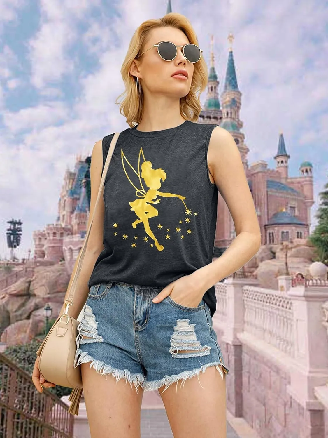 Magical Tank Tops Women Magic Kingdom Tank Fairy Castle Tshirt Girls Trip Tee Family Vacation Shirt Summer Sleeveless Tops