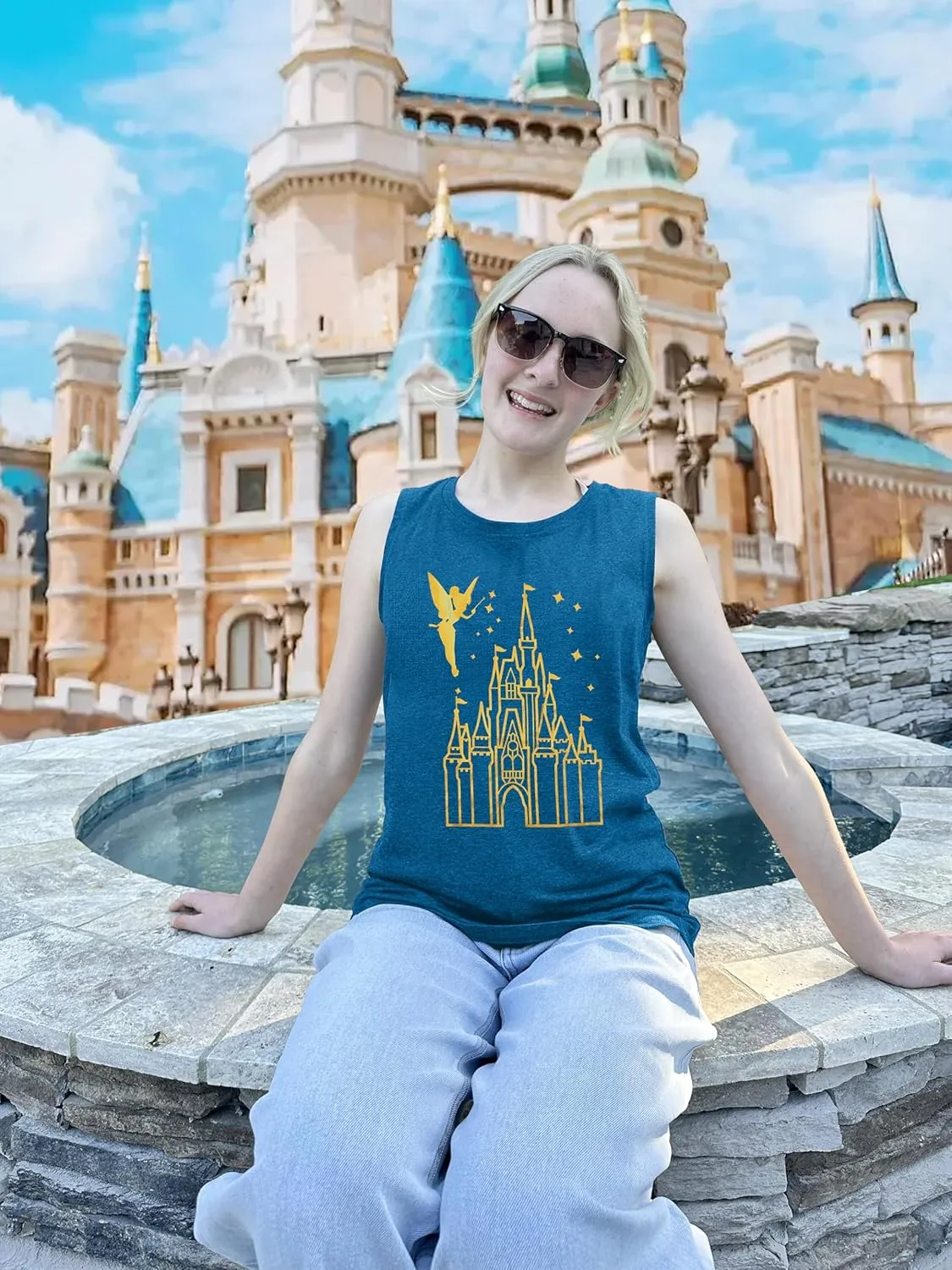 Magical Tank Tops Women Magic Kingdom Tank Fairy Castle Tshirt Girls Trip Tee Family Vacation Shirt Summer Sleeveless Tops