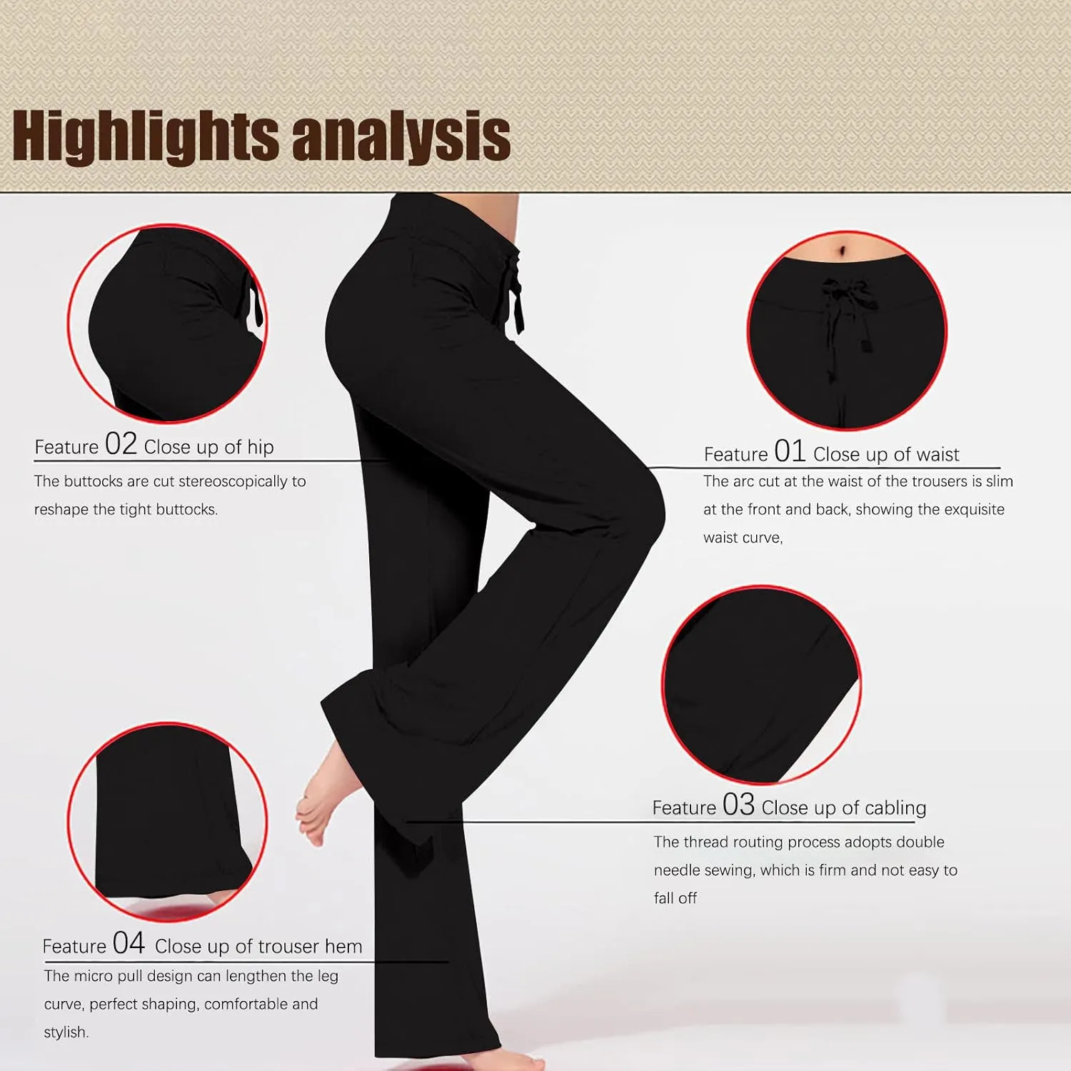 SMIDOW Womens High Waist Yoga Pants Casual Loose Wide Leg Bootcut Workout Leggings Comfy Lounge Long Trousers