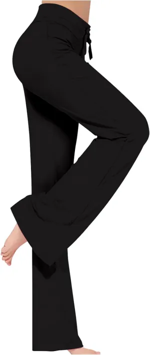 SMIDOW Womens High Waist Yoga Pants Casual Loose Wide Leg Bootcut Workout Leggings Comfy Lounge Long Trousers