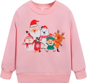 Toddler Baby Girls Sweatshirts Kids Winter Clothes Casual Long Sleeve Shirts Crewneck Pullover Sweater Tops 2T-7T