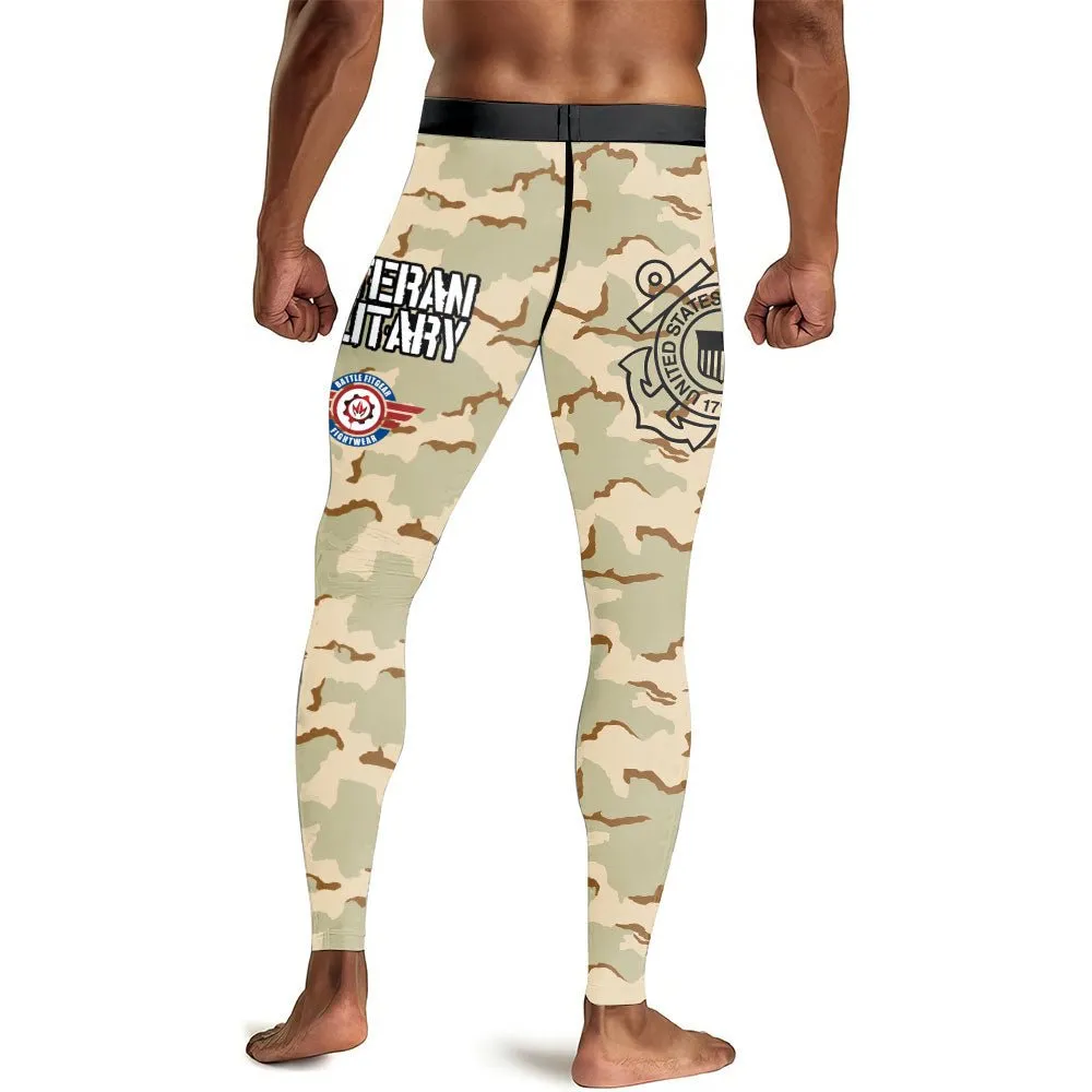 USA Coast Guard Veteran Men's Compression Leggings