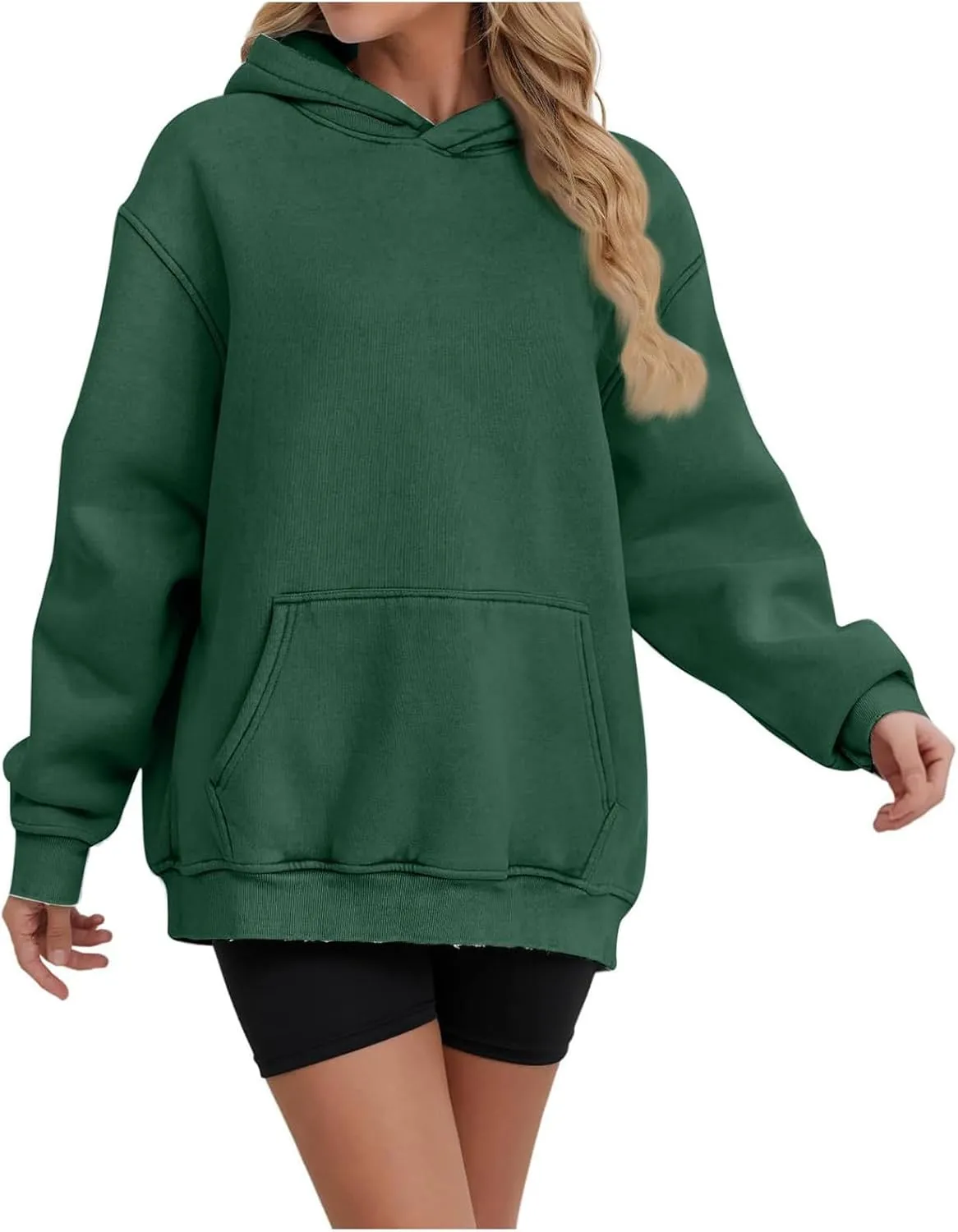Womens Oversized Hoodies Causal Long Sleeve Fleece Hooded Sweatshirt Comfy Solid Color Pullover Tops Fall Outfits
