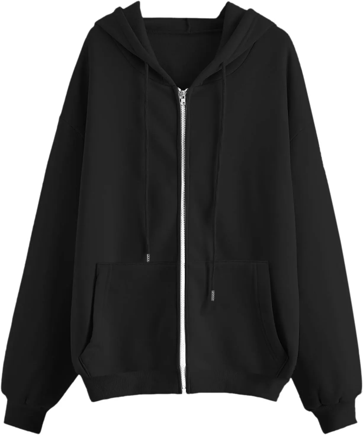Womens Zip Up Hoodies Lightweight Fleece Jackets Oversized Long Sleeve Preppy Sweatshirt 2024 Fall Outfits Y2k Clothes